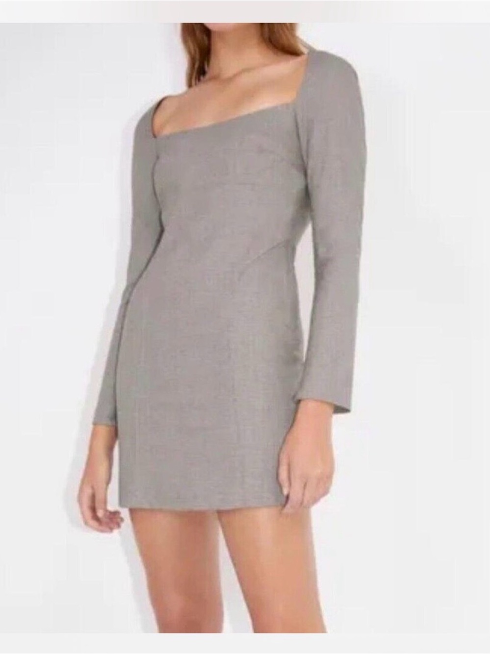 Zara Check Square-Neck Long Sleeve Mini Dress size small